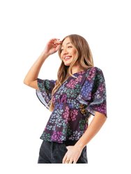 Womens/Ladies Gelato Daisy Blouse - Burgundy/Pink/Green - Burgundy/Pink/Green