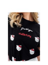 Womens/Ladies Hello Kitty T-Shirt - Black/White