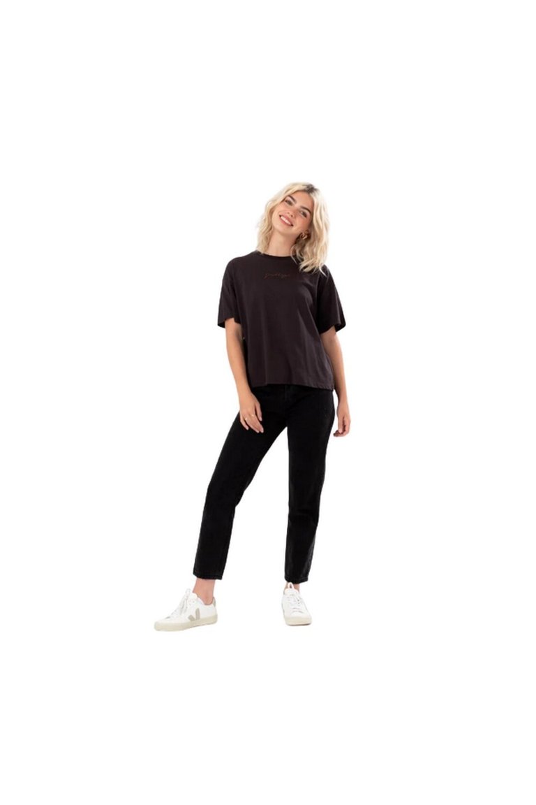 Womens/Ladies Scribble Boxy T-Shirt - Charcoal