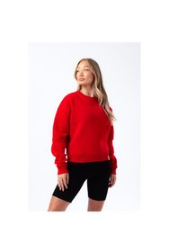 Womens/Ladies Woven Label Sweatshirt (Red) - Red