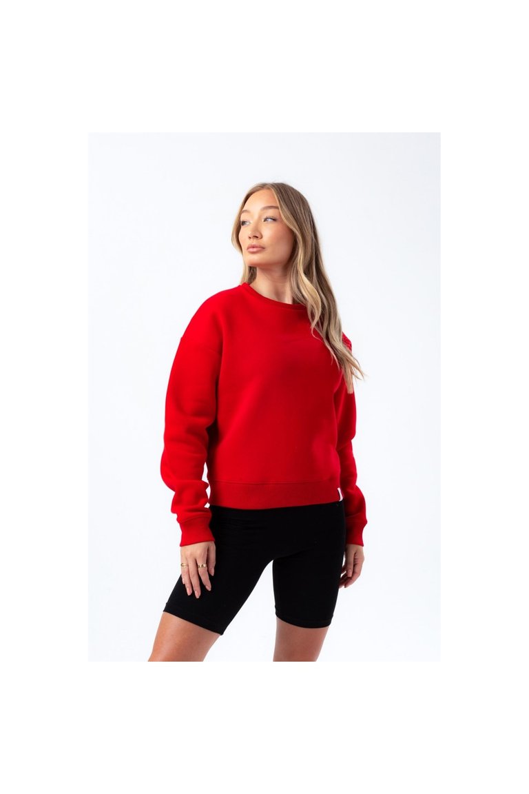 Womens/Ladies Woven Label Sweatshirt (Red) - Red