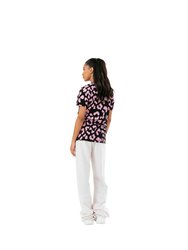 Womens Leopard Print T-Shirt (Black/Pink)