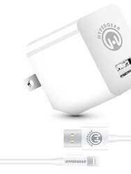 2.4A Wall Charger w MFi Lightning 4ft Cable White