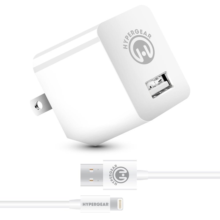 2.4A Wall Charger w MFi Lightning 4ft Cable White