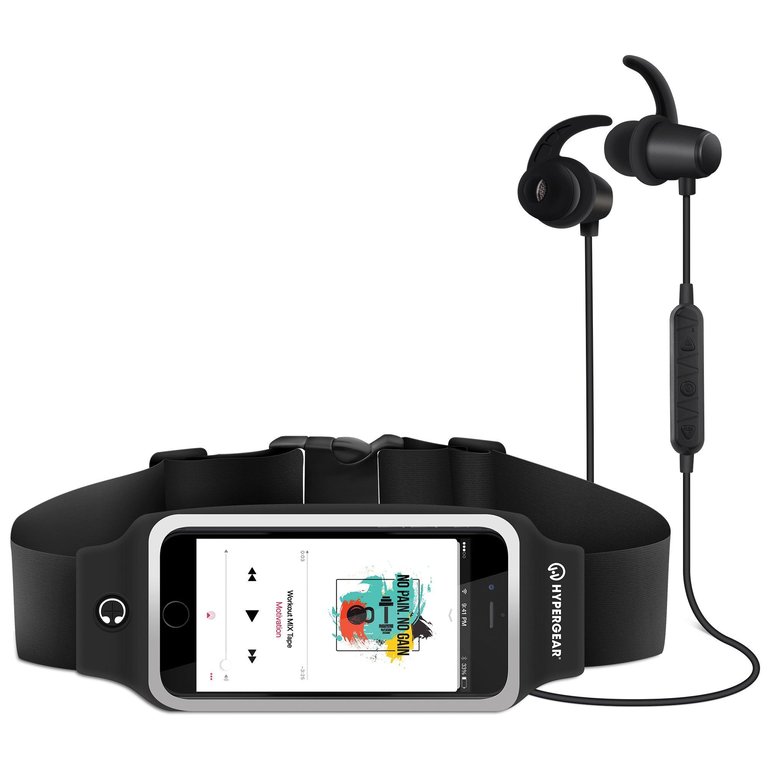 ActiveGear Wireless Earphones + Sport Belt - Black