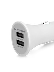 Dual USB 2.4A Rubberized Vehicle Charger Gen-2 - White