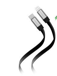 Flexi USB-C To Lightning Flat Cable 6ft - Black