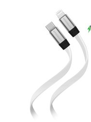 Flexi USB-C To Lightning Flat Cable 6ft - White