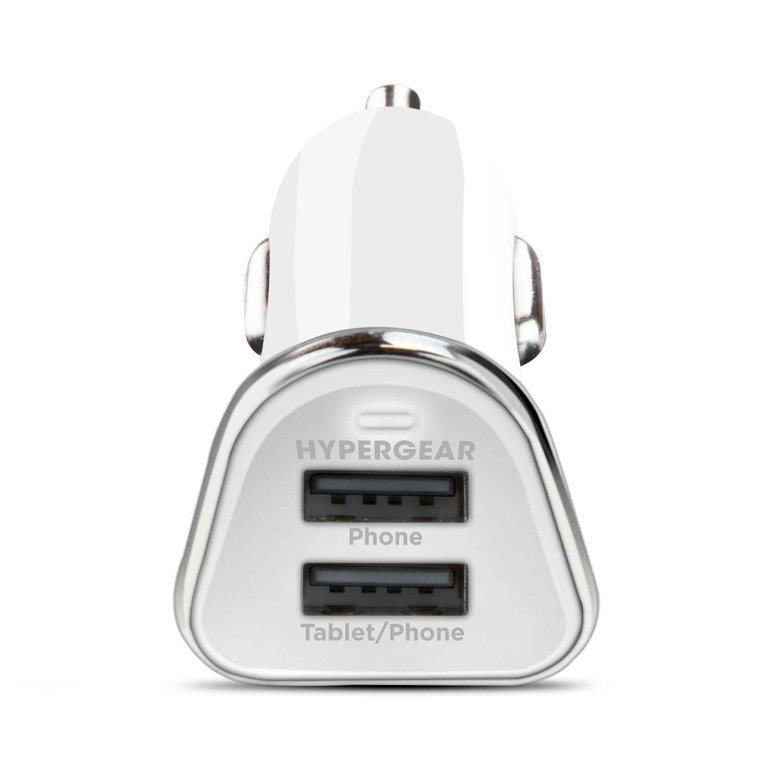 Hi-Power Dual USB 3.4A Car Charger - White