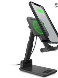 PowerFold Wireless Fast Charge Desktop Stand With Fast Wall Charger & USB-C Cable