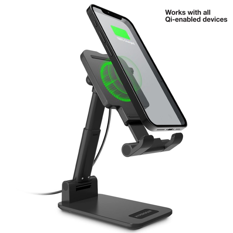 PowerFold Wireless Fast Charge Desktop Stand With Fast Wall Charger & USB-C Cable