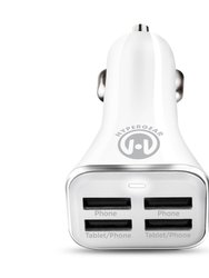Quad USB 6.8A Car Charger - White