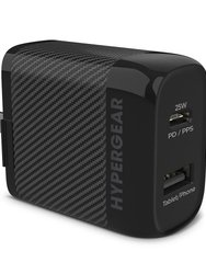 Speed Boost 25W PD Dual Output Wall Charger - Black