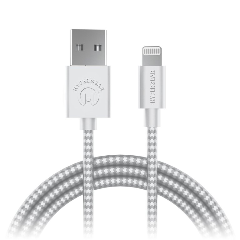 USB To Lightning Braided Cable 4ft White