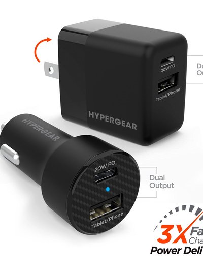 Hypergear Wall/Car Charger Bundle 20W USB-C PD + 12W product