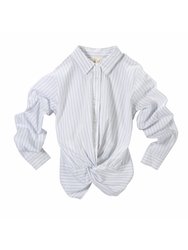 I Am by Studio 51  Long Sleeve Twist-Front Button Up Woven Shirt - Unity Stripe