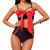 Open Cup Bra With High Waist Panty In Red / Black - Red / Black