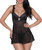 Padded Cup Babydoll Set In Black - Black