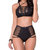 Women's Two Piece Lace Up Bra And Panty Set In Black - Black