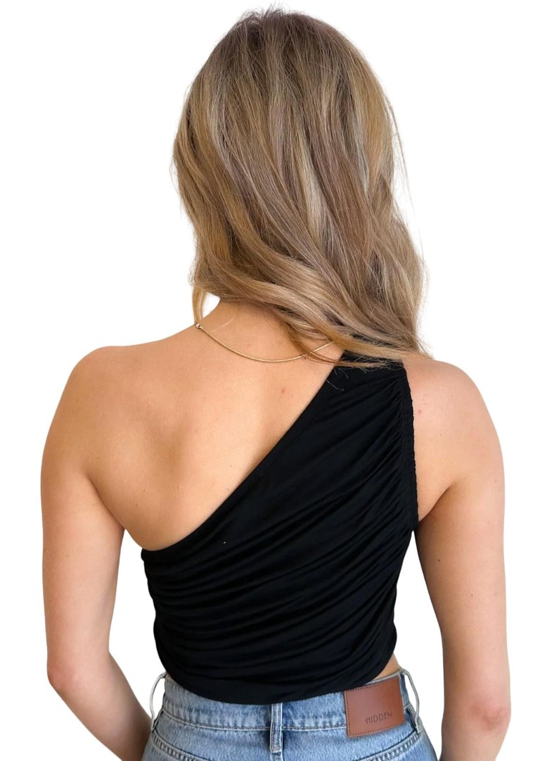 After Daylight One Shoulder Top In Black