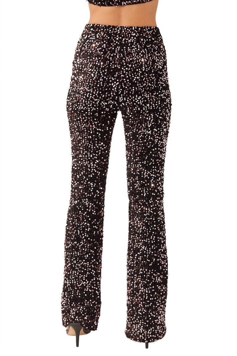 All Night Long Sequin Pants In Black/pink