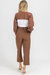 Belted Straight Leg Trousers In Mocha