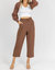 Belted Straight Leg Trousers In Mocha