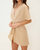 Front Knot Detailed Linen Mini Dress In Beige