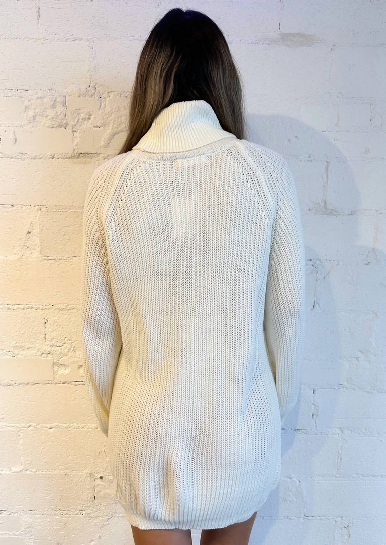 Keep Cozy Turtleneck Sweater Dress In Cream