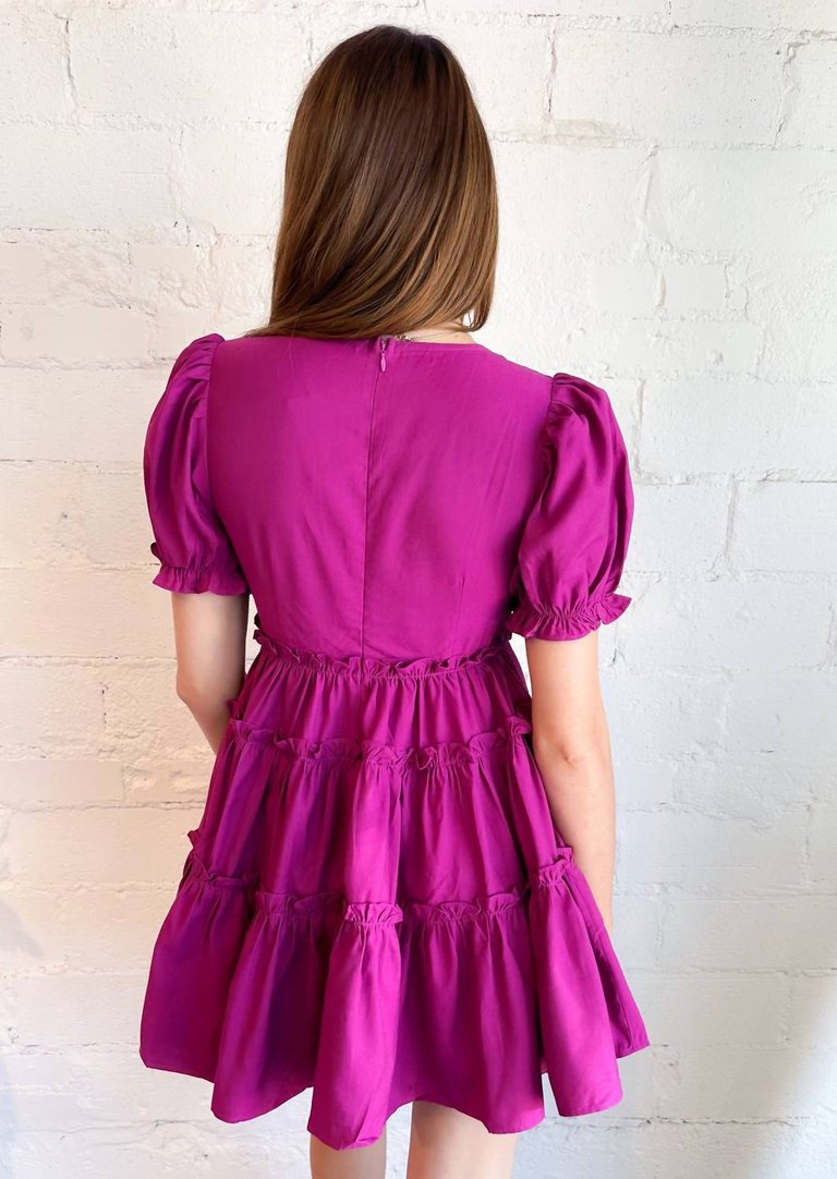 Kylie V-Neck Dress In Magenta