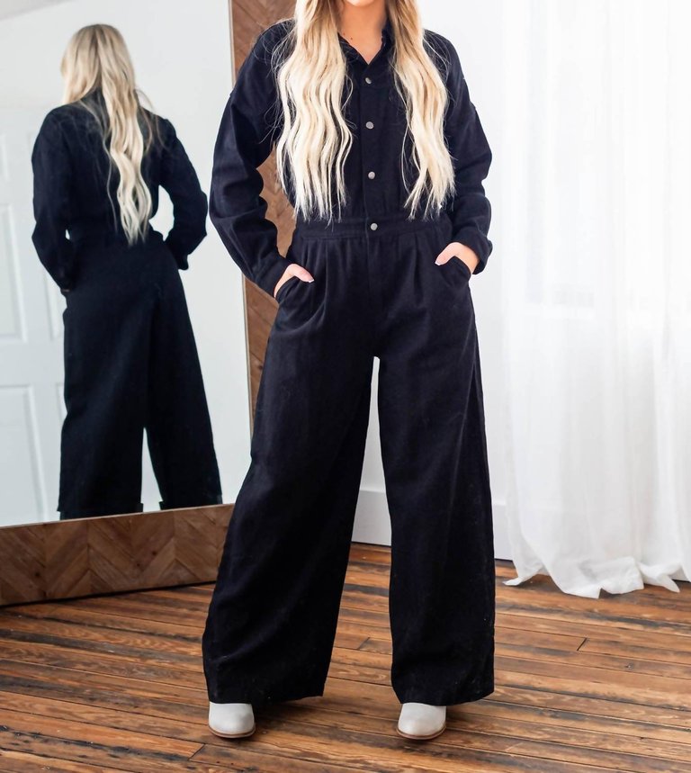 Mine All Mine Denim Twill Jumpsuit In Black - Black