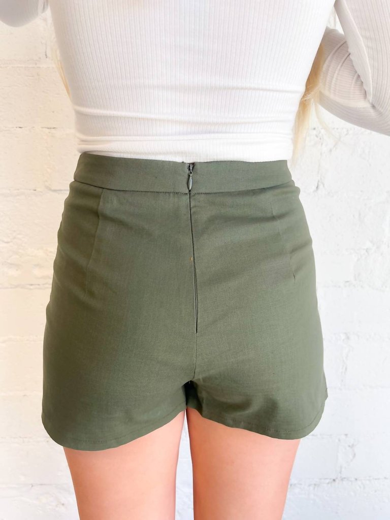 Ride The Wave Asymmetrical Shorts In Olive