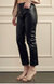 Straight Leg Vegan Leather Pant In Black