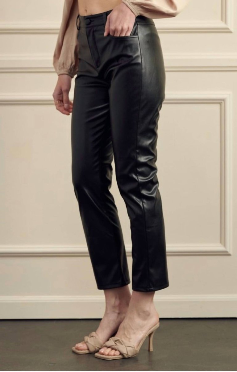 Straight Leg Vegan Leather Pant In Black