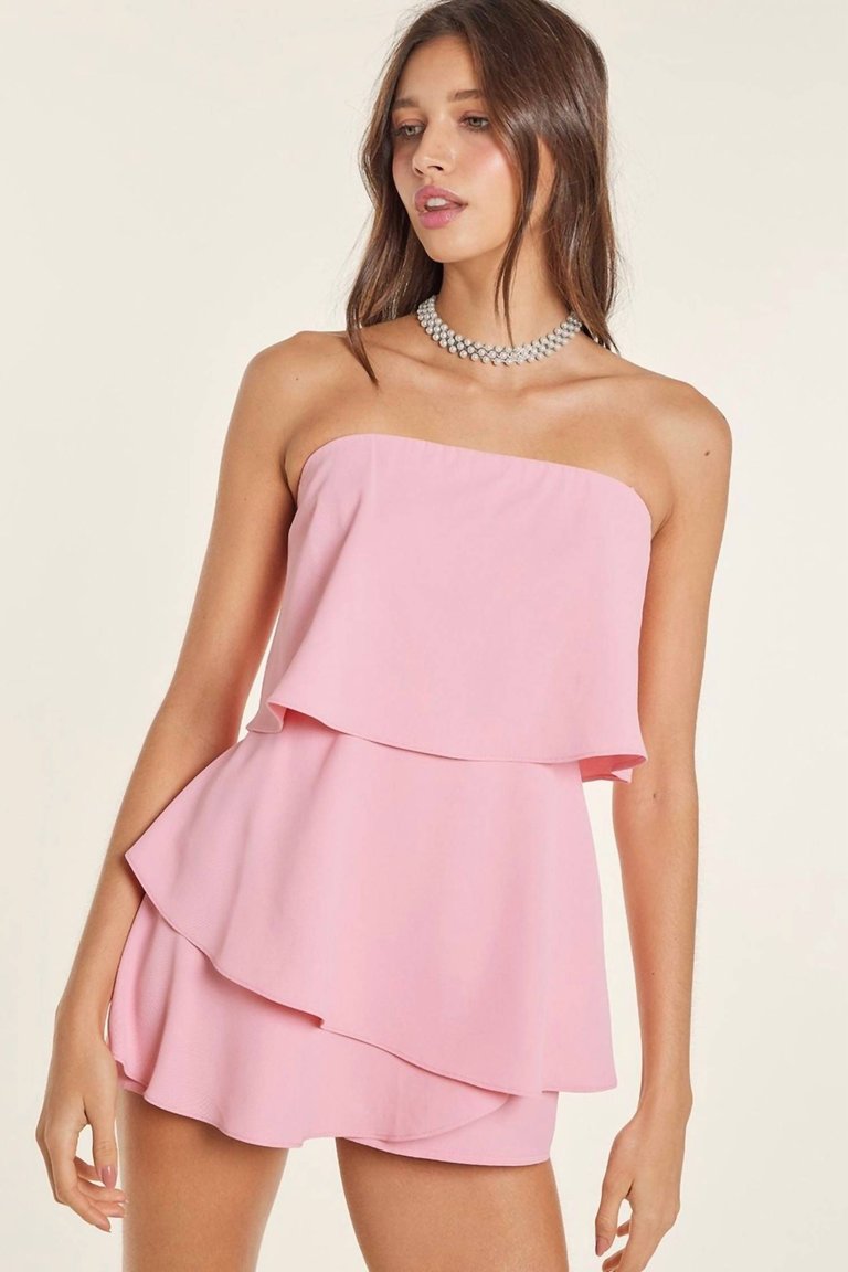 Surely Your Fave Strapless Romper In Pink