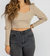 Sweetheart Puff Sleeve Crop In Nude - Nude