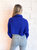 Toasty Babe Turtleneck Crop Sweater In Blue