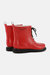 Short Rubber Lace-Up Boots In Deep Red