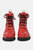 Short Rubber Lace-Up Boots In Deep Red