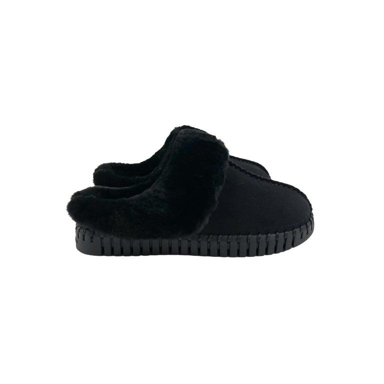 Women's Tulip Slippers In Black - Black