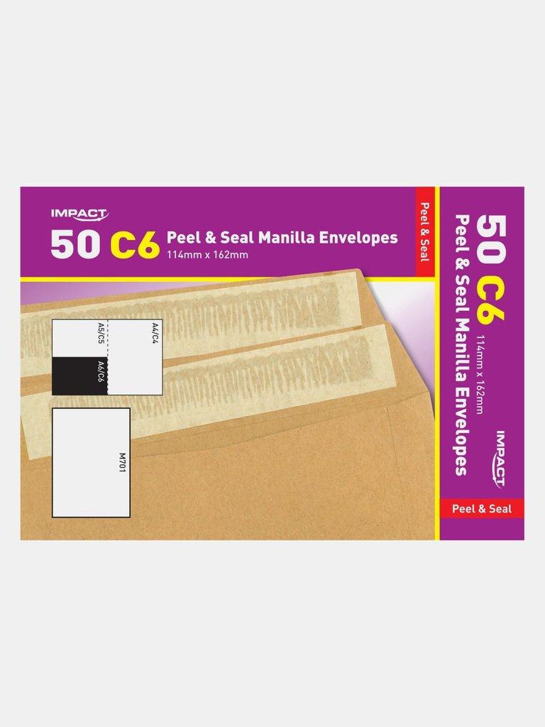 Impact C6 Self Seal Manilla Envelope (Pack of 50) (Brown) (C6) - Brown