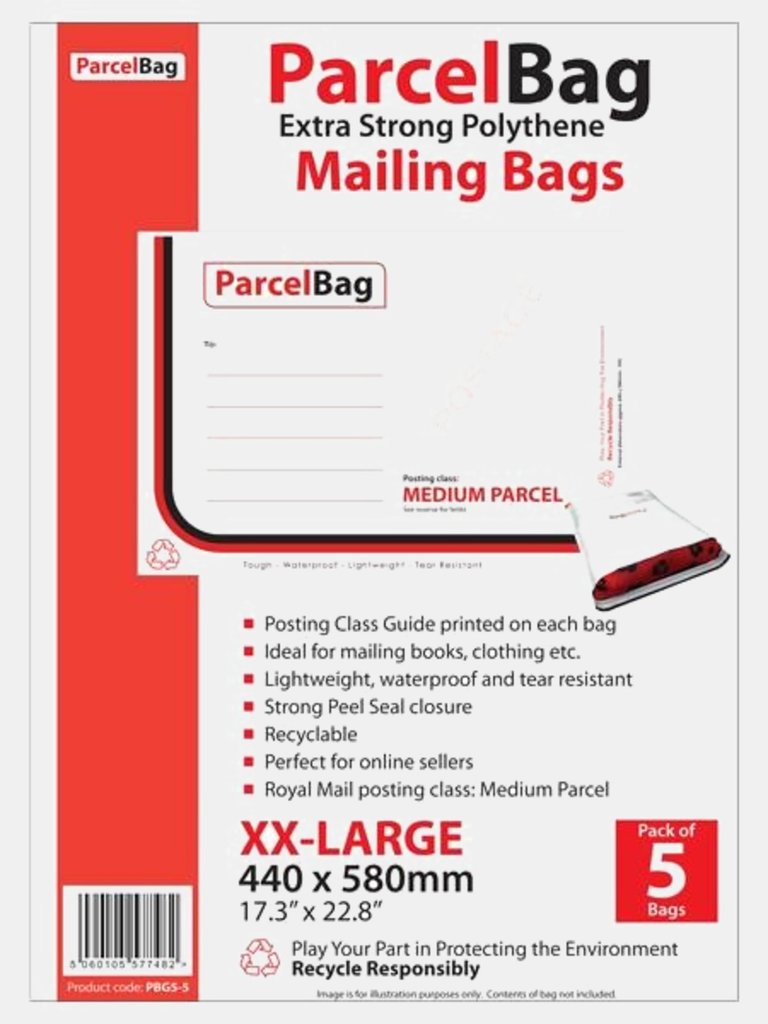 Impact Mailing Bag (Pack of 5) (White/Orange) (440mm x 580mm) - White/Orange