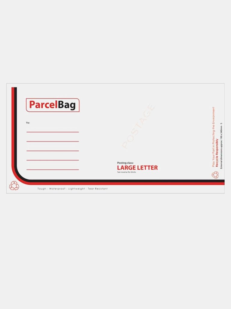 Impact Plastic Mailing Bag (Pack of 50) (White/Red/Black) (190mm x 340mm) - White/Red/Black