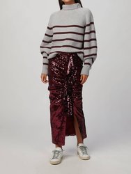 Fiona Striped Sweater - Light Grey/Burgundy