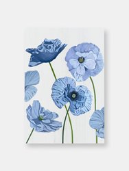 Art Print:  Blue Poppies on Pale Grey - Pale Grey