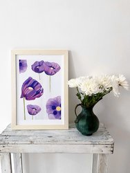 Art Print:  Purple Poppies on Snow