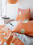 Duvet Cover: Cream Flowers on Orange - Orange