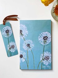 Notepad & Bookmark: Dandelions on Aqua - Aqua