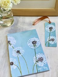 Notepad & Bookmark: Dandelions on Aqua