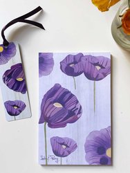 Notepad & Bookmark: Purple Poppies on Snow - Purple